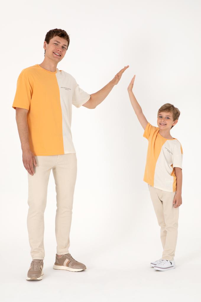 Erkek Comfort Fit Bisiklet Yaka Turuncu Tişört