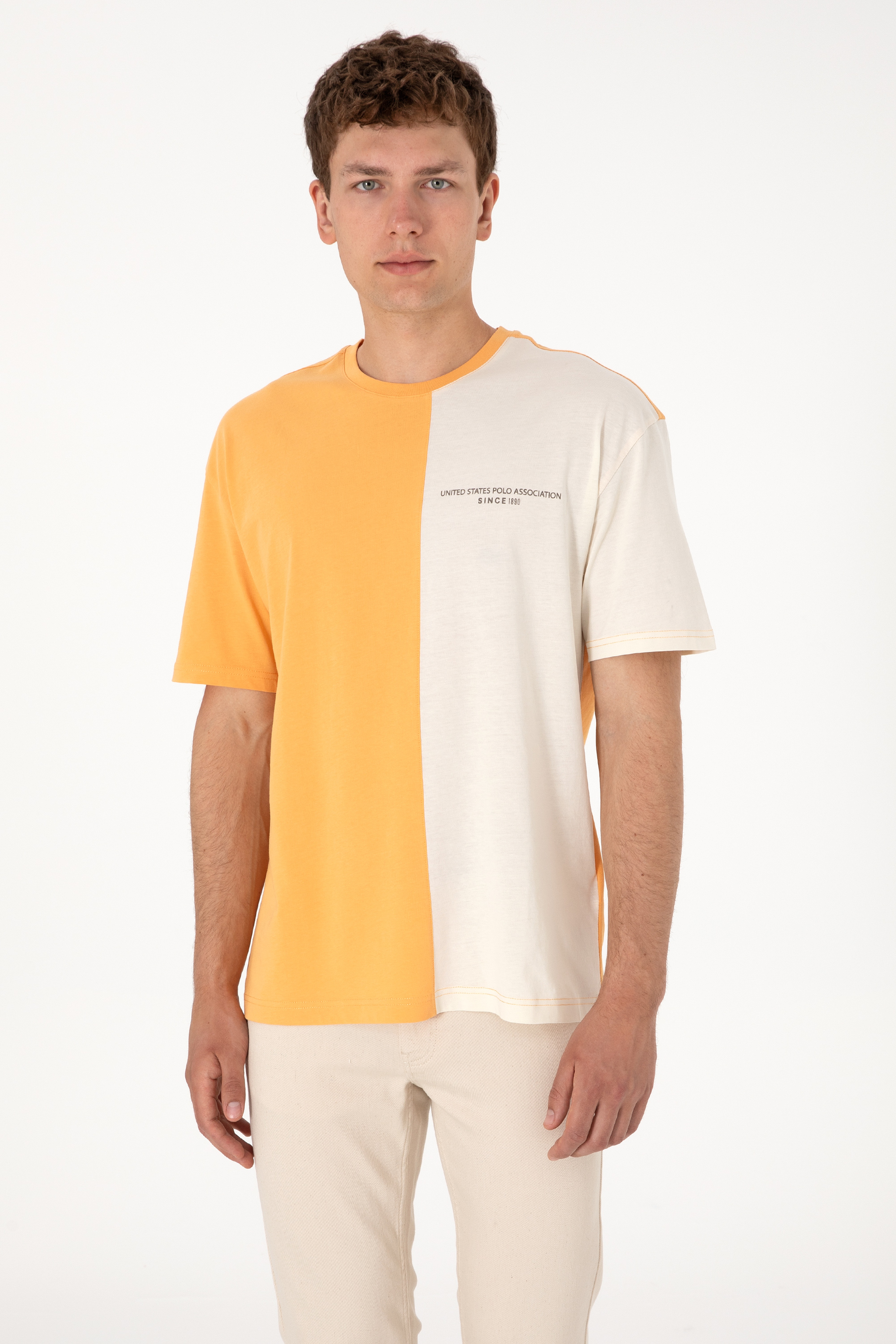 Erkek Comfort Fit Bisiklet Yaka Turuncu Tişört - Image 3