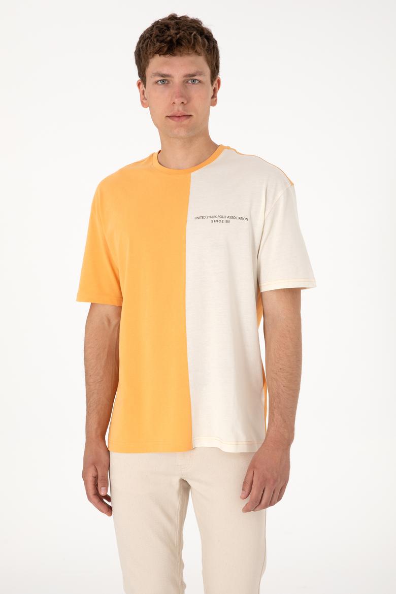 Erkek Comfort Fit Bisiklet Yaka Turuncu Tişört - 50306903029