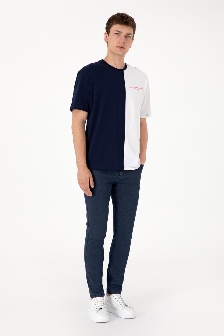 Erkek Comfort Fit Bisiklet Yaka Lacivert Tişört - 50306903001