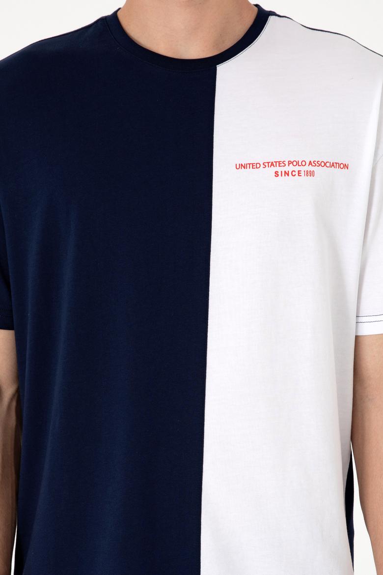 Erkek Comfort Fit Bisiklet Yaka Lacivert Tişört - 50306903001