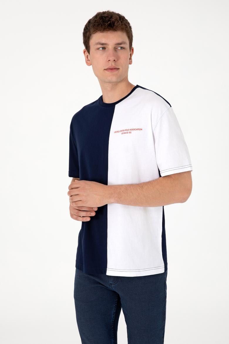 Erkek Comfort Fit Bisiklet Yaka Lacivert Tişört - 50306903001