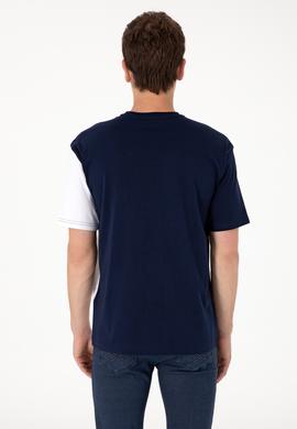 Erkek Comfort Fit Bisiklet Yaka Lacivert Tişört - 50306903001