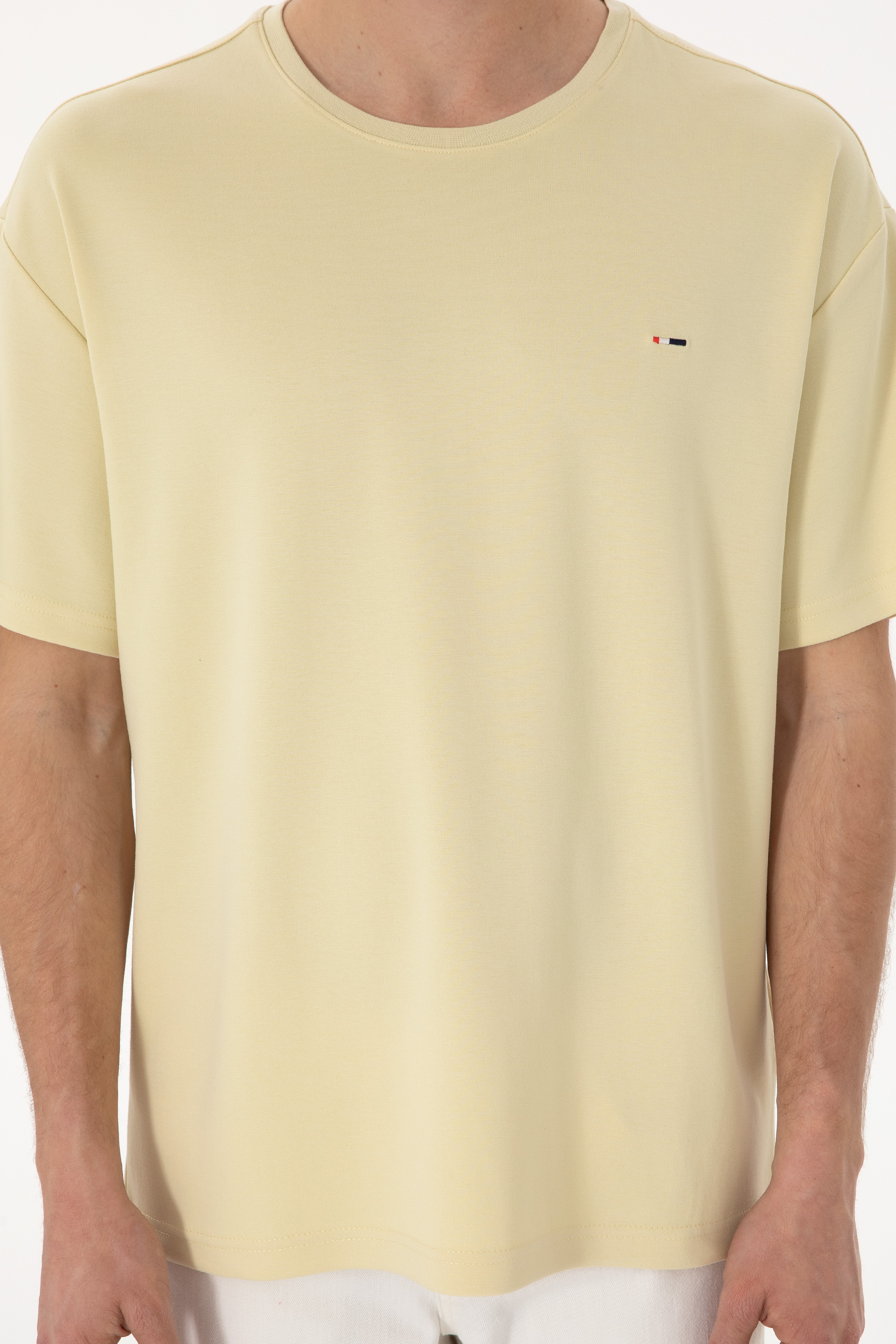 Erkek Comfort Fit Bisiklet Yaka Açık Haki Tişört Tişört - Image 6
