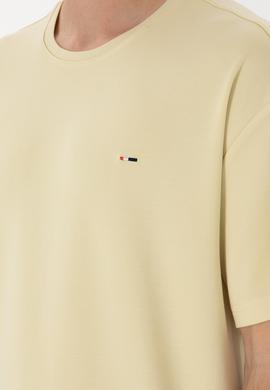 Erkek Comfort Fit Bisiklet Yaka Açık Haki Tişört Tişört - 50307322059