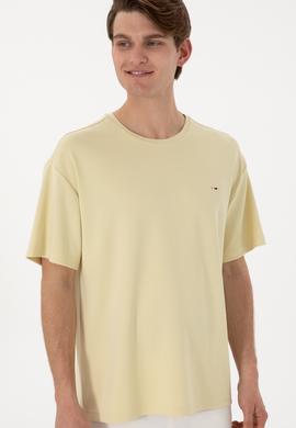 Erkek Comfort Fit Bisiklet Yaka Açık Haki Tişört Tişört - 50307322059