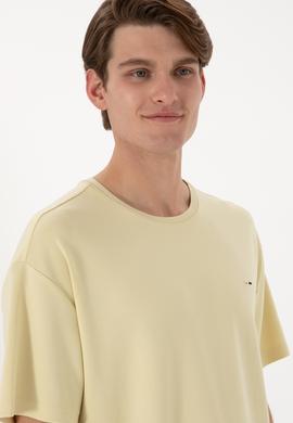 Erkek Comfort Fit Bisiklet Yaka Açık Haki Tişört Tişört - 50307322059