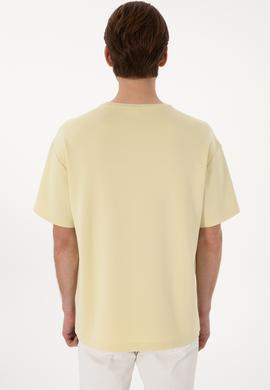 Erkek Comfort Fit Bisiklet Yaka Açık Haki Tişört Tişört - 50307322059