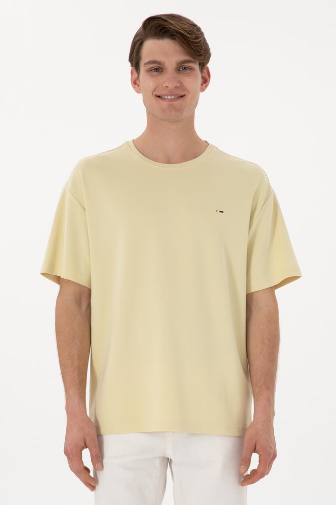 Erkek Comfort Fit Bisiklet Yaka Açık Haki Tişört Tişört