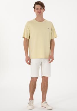 Erkek Comfort Fit Bisiklet Yaka Açık Haki Tişört Tişört - 50307322059