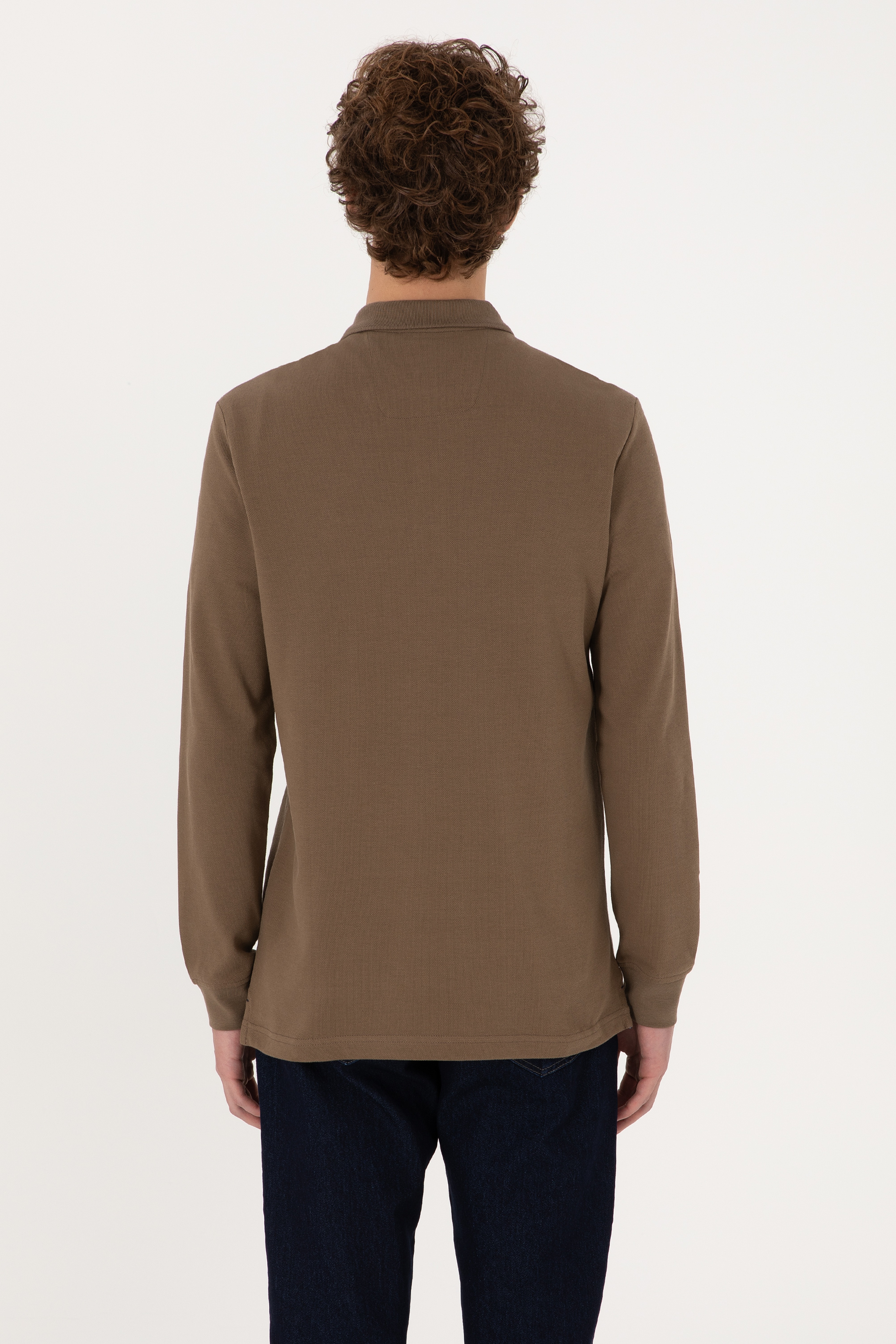 Erkek Haki Basic Sweatshirt - Image 5