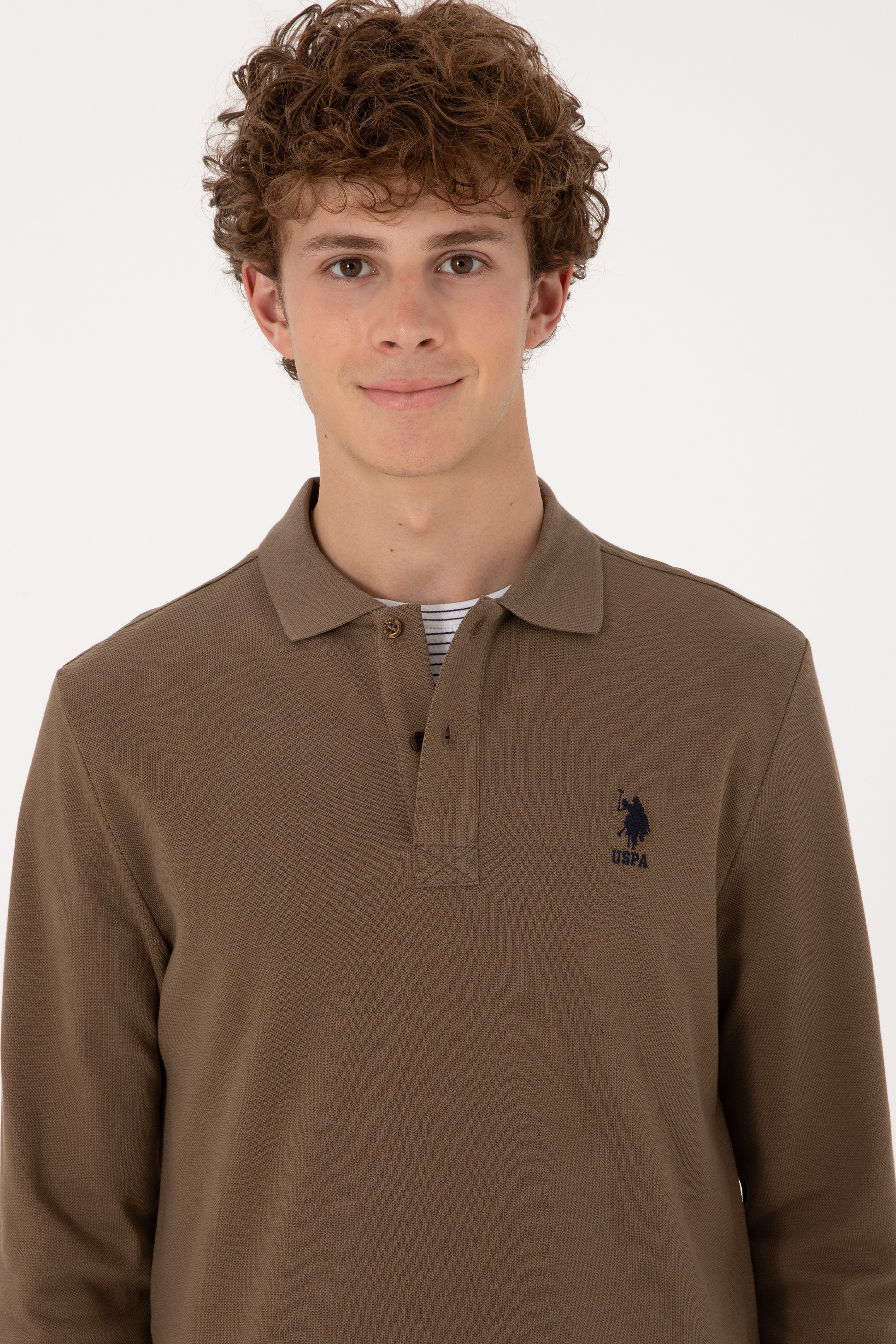 Erkek Haki Basic Sweatshirt - Image 2