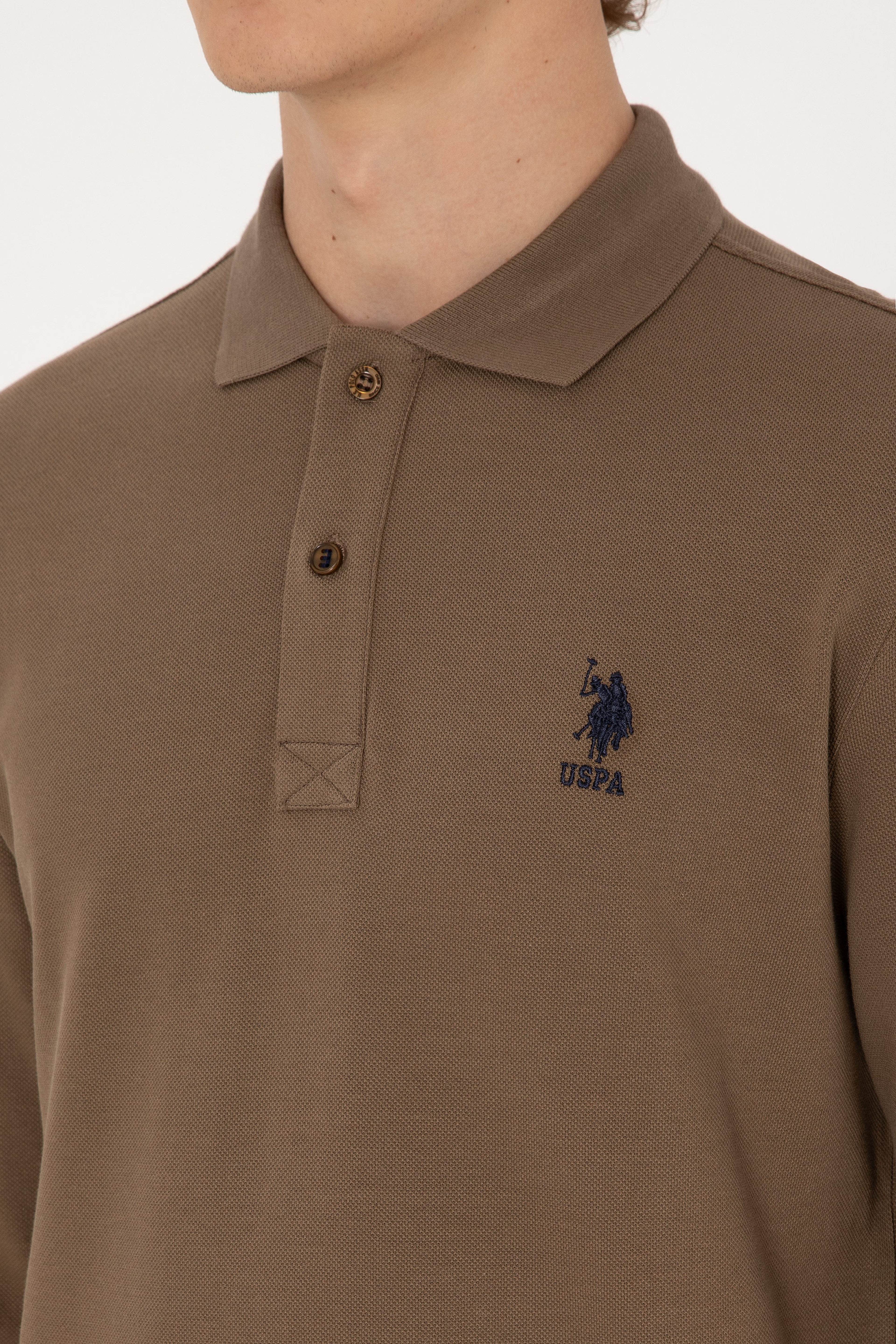 Erkek Haki Basic Sweatshirt - Image 7