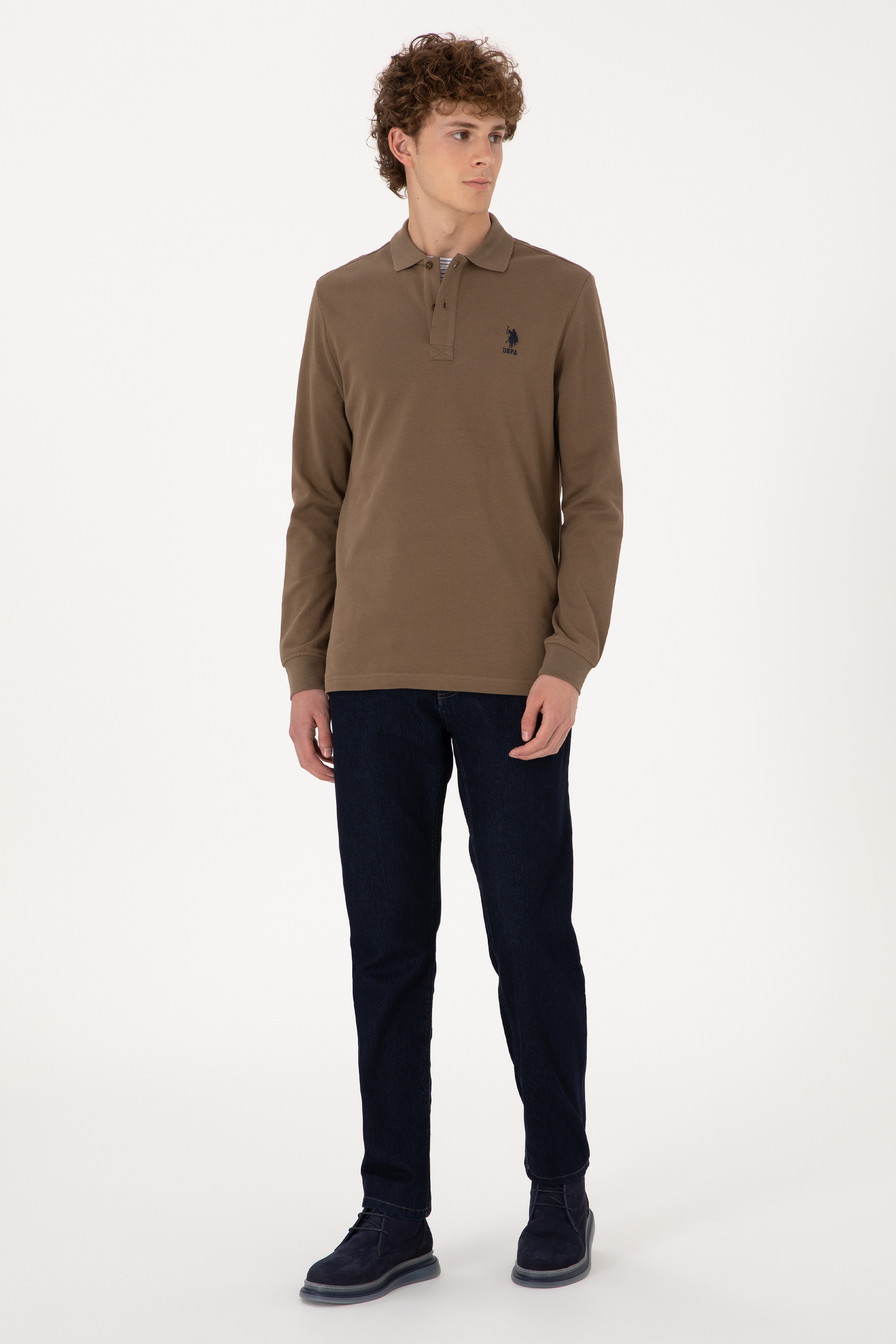 Erkek Haki Basic Sweatshirt