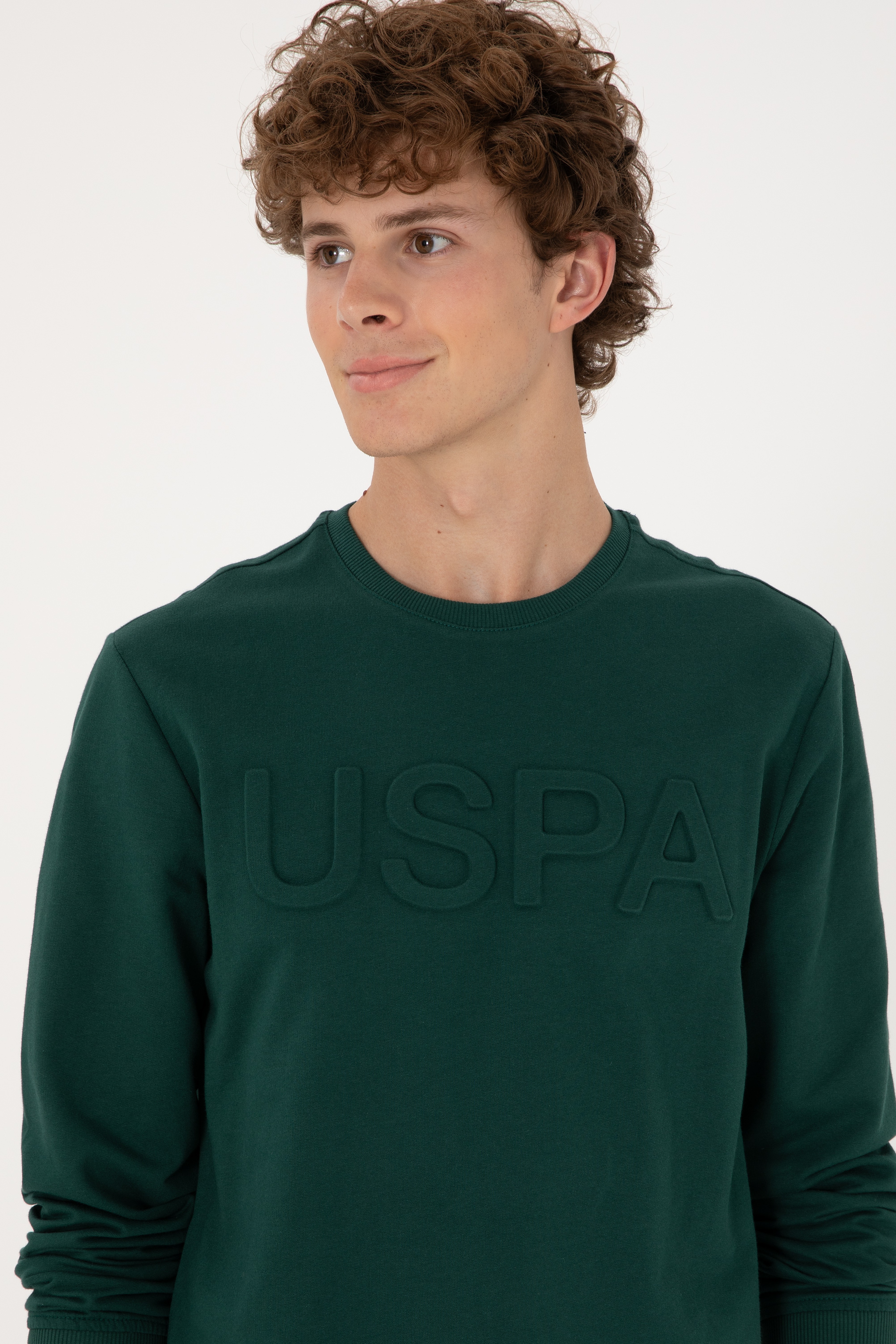 Erkek Koyu Yeşil Basic Sweatshirt - Image 2