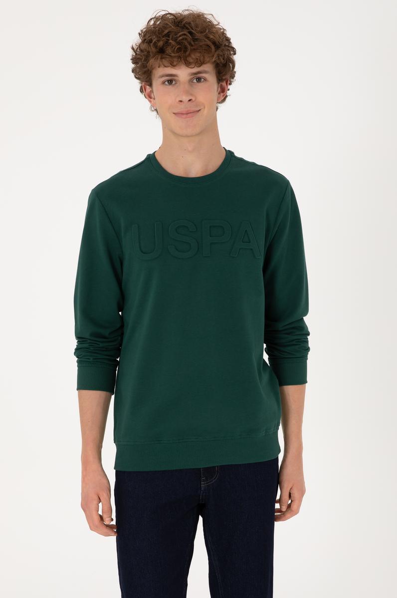 Erkek Koyu Yeşil Basic Sweatshirt