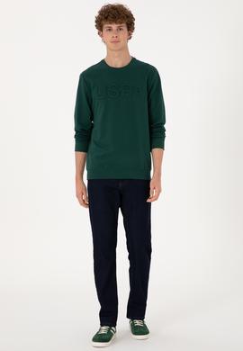 Erkek Koyu Yeşil Basic Sweatshirt - 50289058183