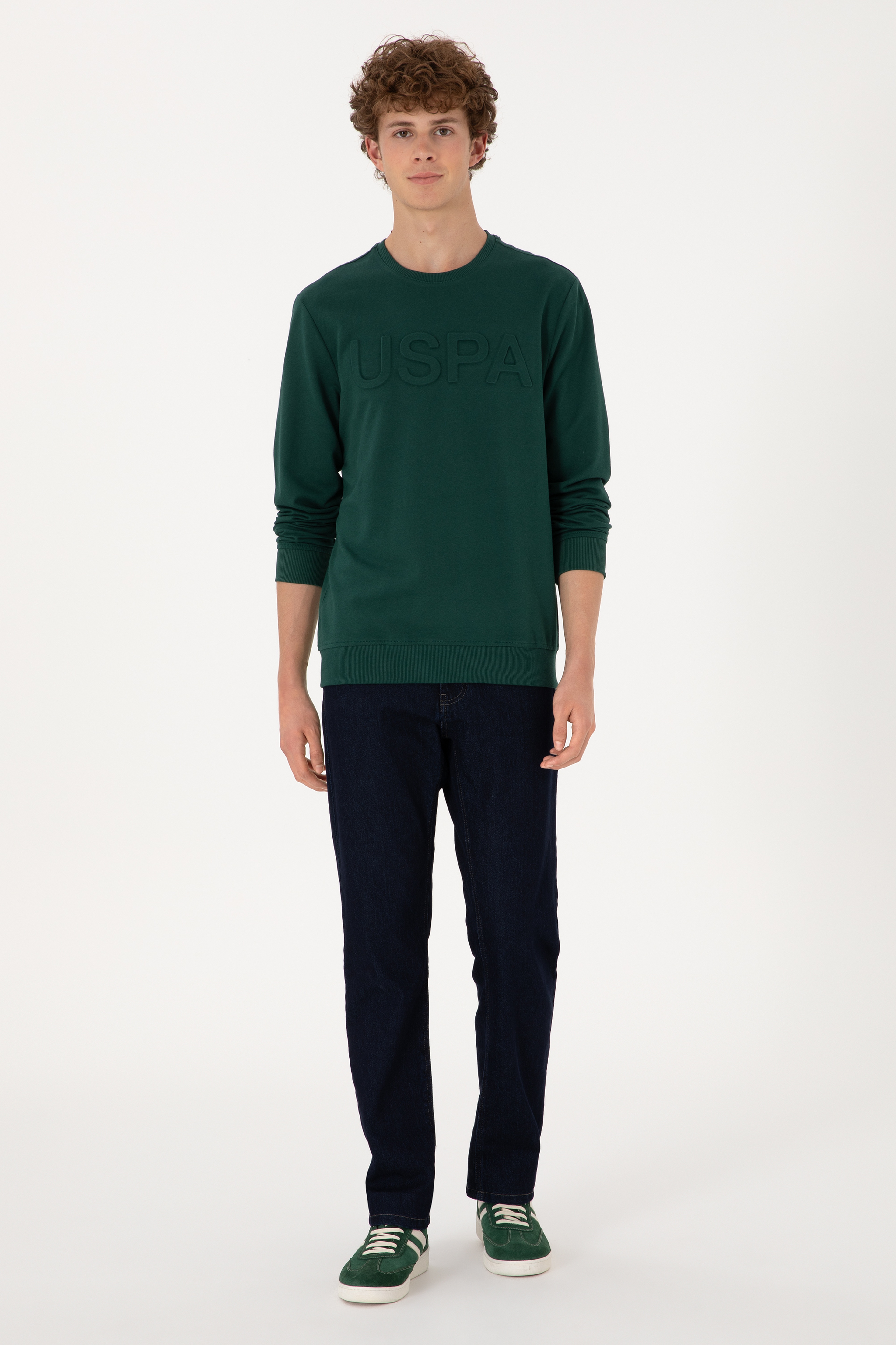 Erkek Koyu Yeşil Basic Sweatshirt - Image 4