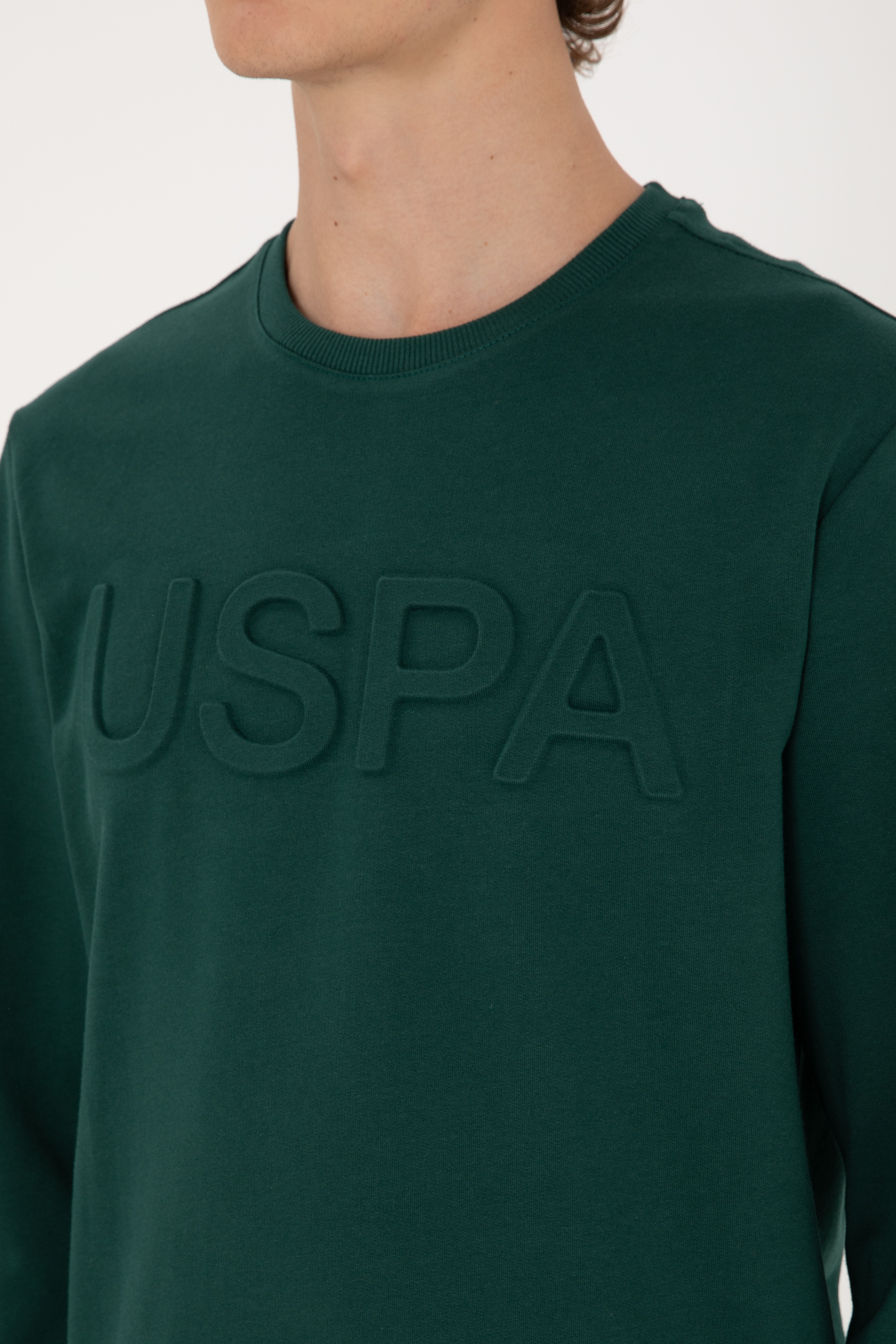 Erkek Koyu Yeşil Basic Sweatshirt - Image 7