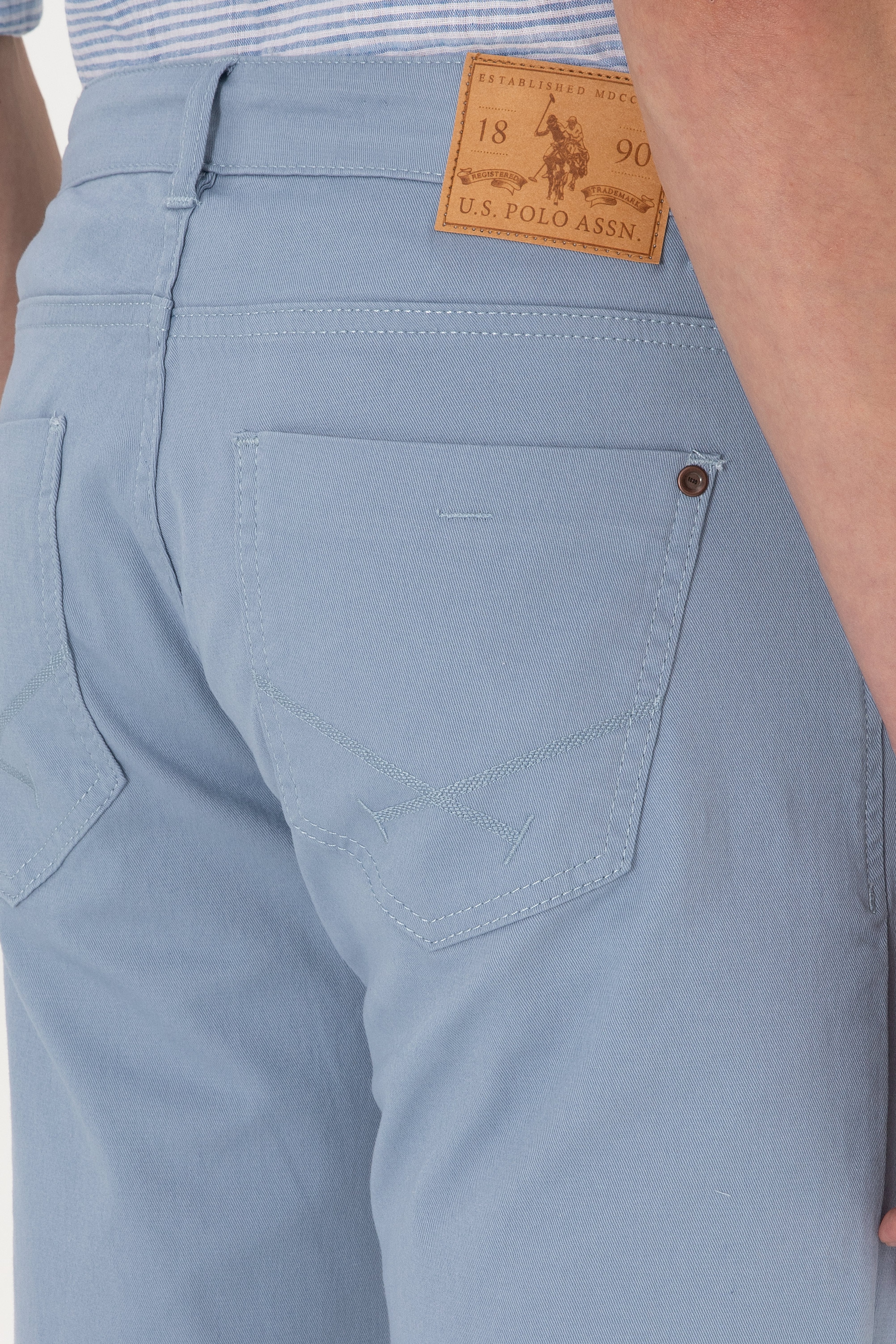 Erkek Slim Fit Mavi Kanvas Pantolon - Image 6