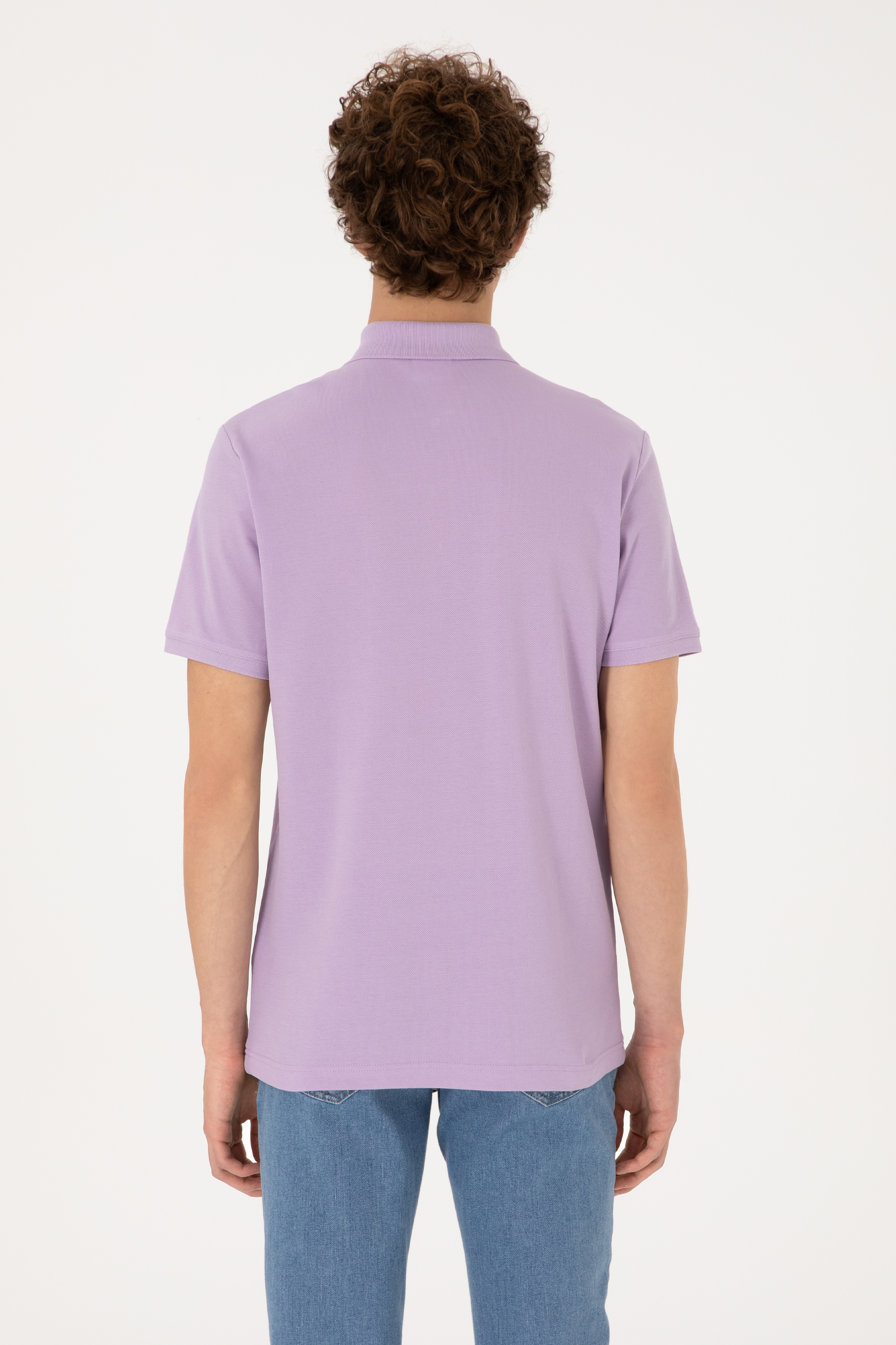 Erkek Regular Fit Fermuarlı Lila Tişört - Image 5