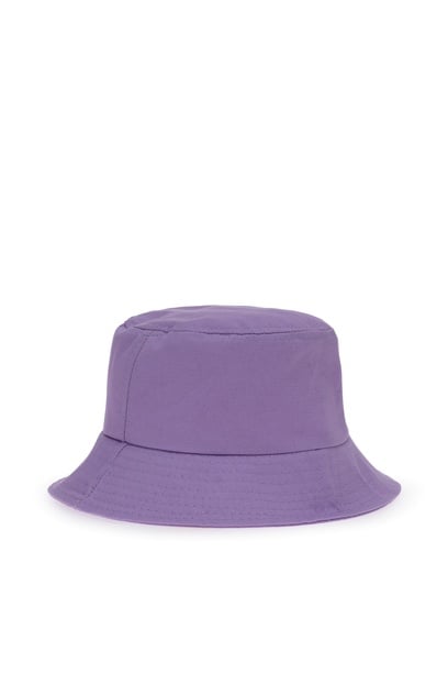 Kız Çocuk Lila Slogan Baskılı Bucket Şapka