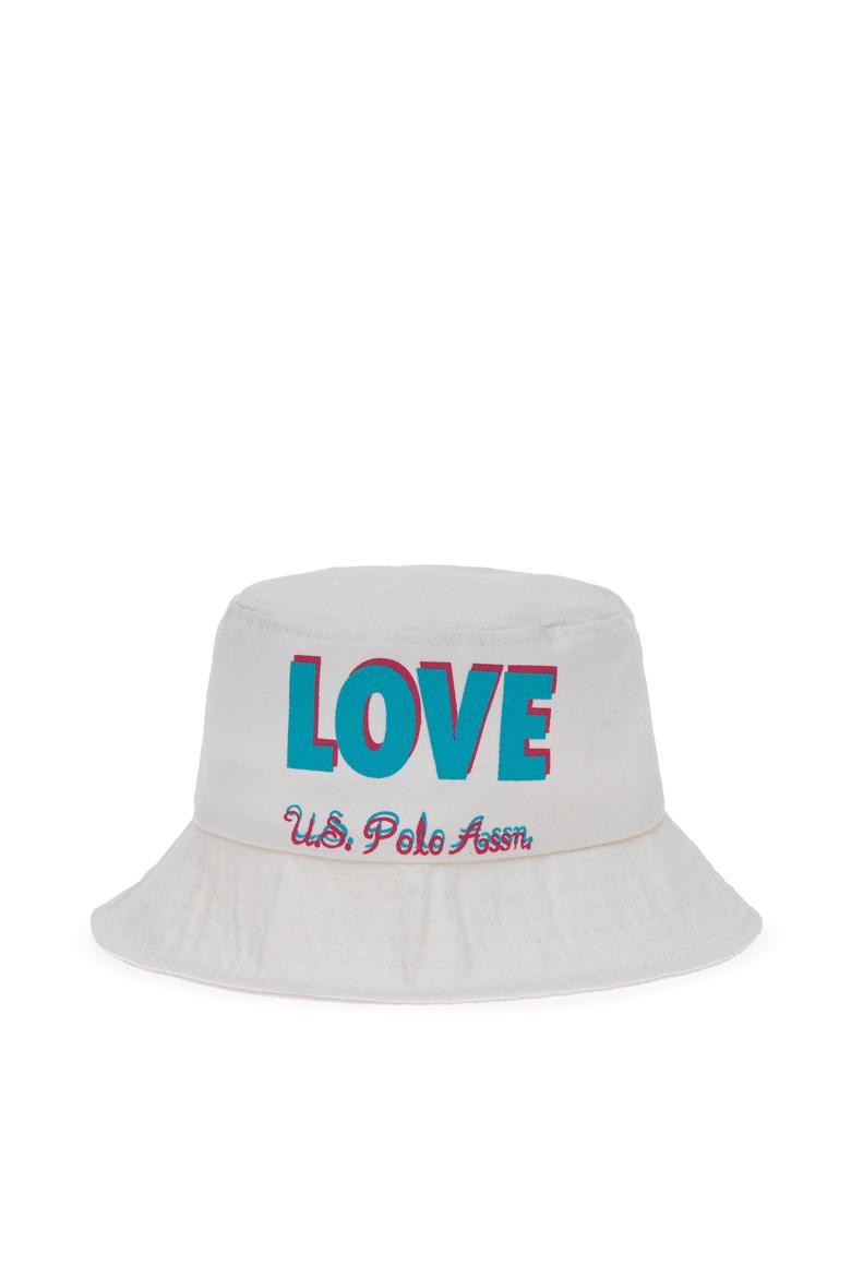 Kız Çocuk Beyaz Slogan Baskılı Bucket Şapka - 50312316001