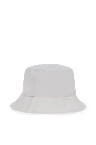 Kız Çocuk Beyaz Slogan Baskılı Bucket Şapka