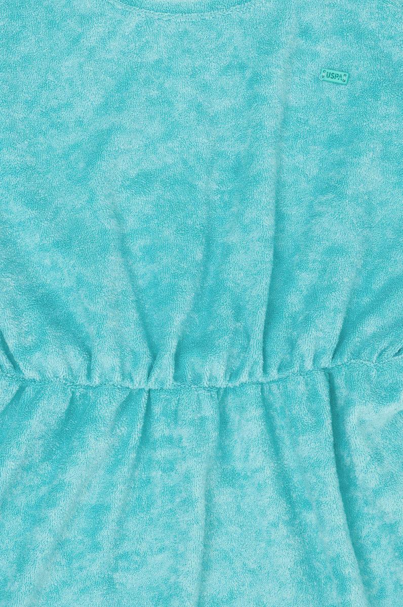 Kız Çocuk Mint Havlu Kumaş Örme Elbise