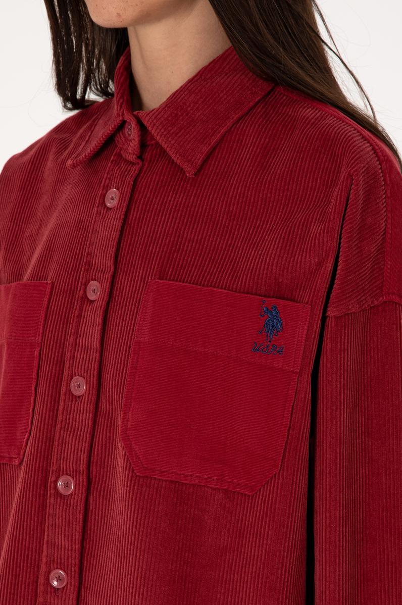 Kadın Vişne Uzun Kollu Tunik Gömlek