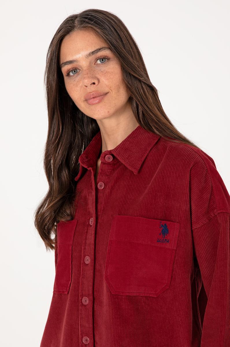 Kadın Vişne Uzun Kollu Tunik Gömlek