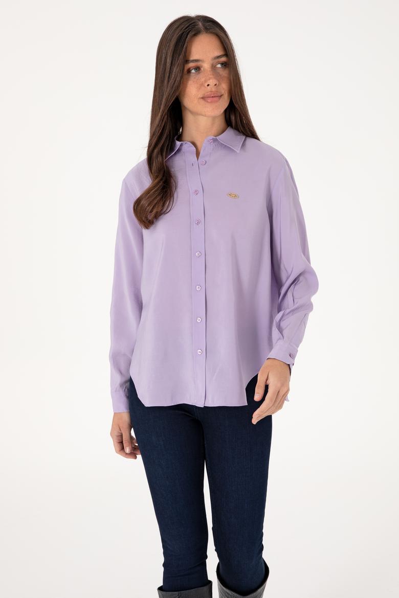 Kadın Lila Uzun Kollu Gömlek - 50271862029