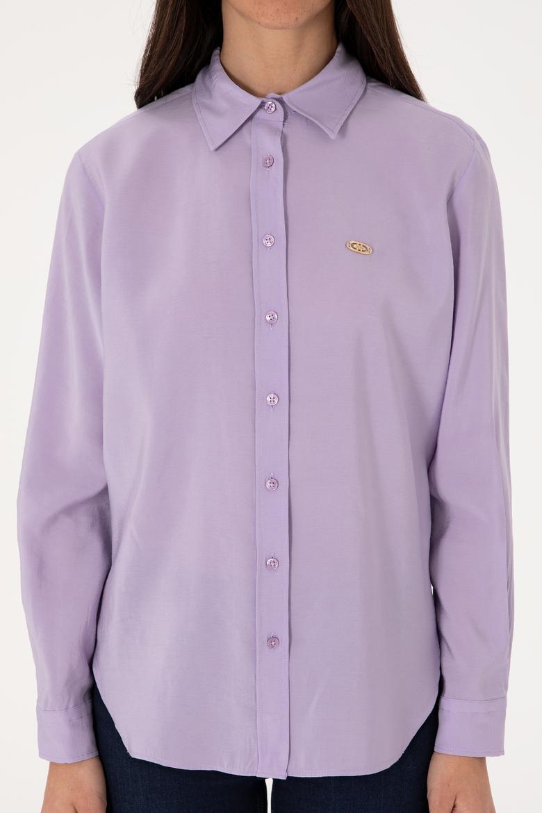 Kadın Lila Uzun Kollu Gömlek - 50271862029
