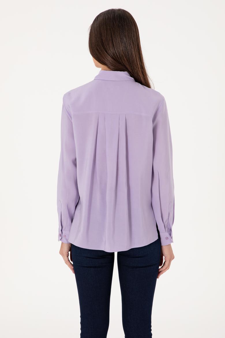Kadın Lila Uzun Kollu Gömlek - 50271862029