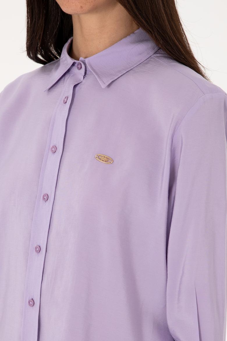Kadın Lila Uzun Kollu Gömlek - 50271862029