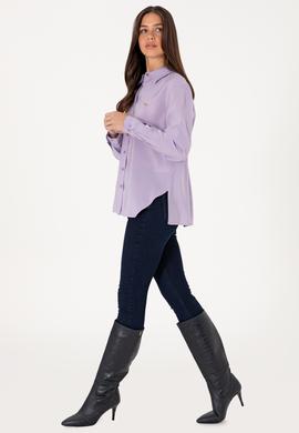 Kadın Lila Uzun Kollu Gömlek - 50271862029