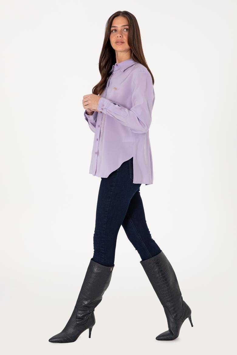 Kadın Lila Uzun Kollu Gömlek - 50271862029