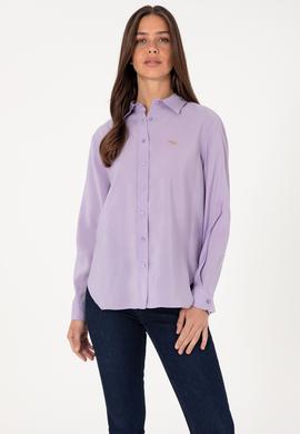 Kadın Lila Uzun Kollu Gömlek - 50271862029