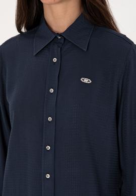 Kadın Lacivert Uzun Kollu Gömlek - 50299506013