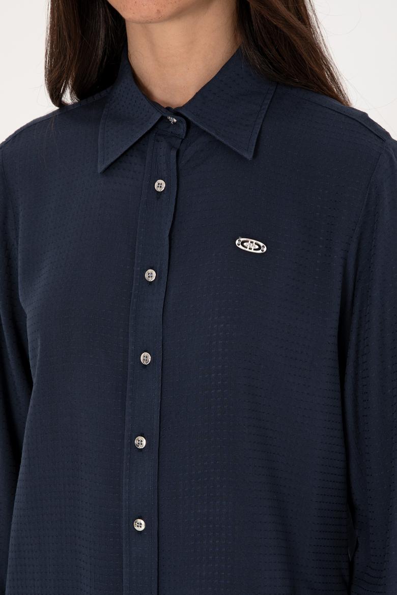 Kadın Lacivert Uzun Kollu Gömlek - 50299506013