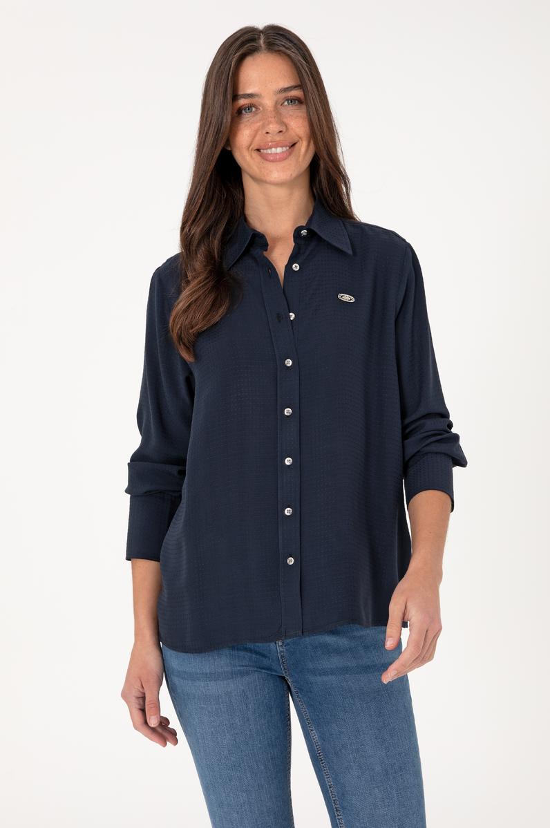 Kadın Lacivert Uzun Kollu Gömlek