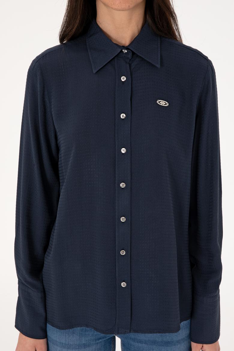 Kadın Lacivert Uzun Kollu Gömlek - 50299506013