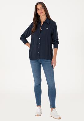 Kadın Lacivert Uzun Kollu Gömlek - 50299506013