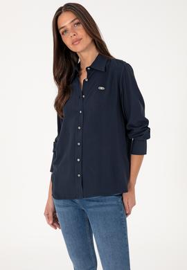 Kadın Lacivert Uzun Kollu Gömlek - 50299506013