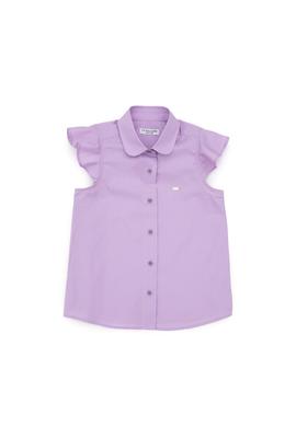 Kız Çocuk Lila Fırfır Kol Detaylı Pamuk Gömlek - 50306617008