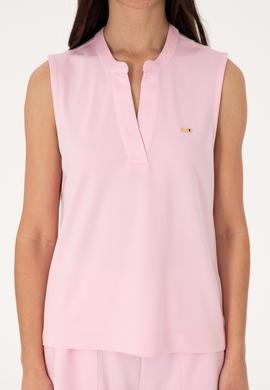 Kadın Açık Pembe Kolsuz V Yaka Tişört - 50306736015