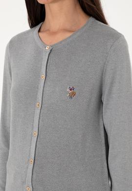 Kadın Gri Melanj Basic Triko Hırka - 50288991060