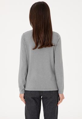 Kadın Gri Melanj Basic Triko Hırka - 50288991060