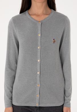 Kadın Gri Melanj Basic Triko Hırka - 50288991060