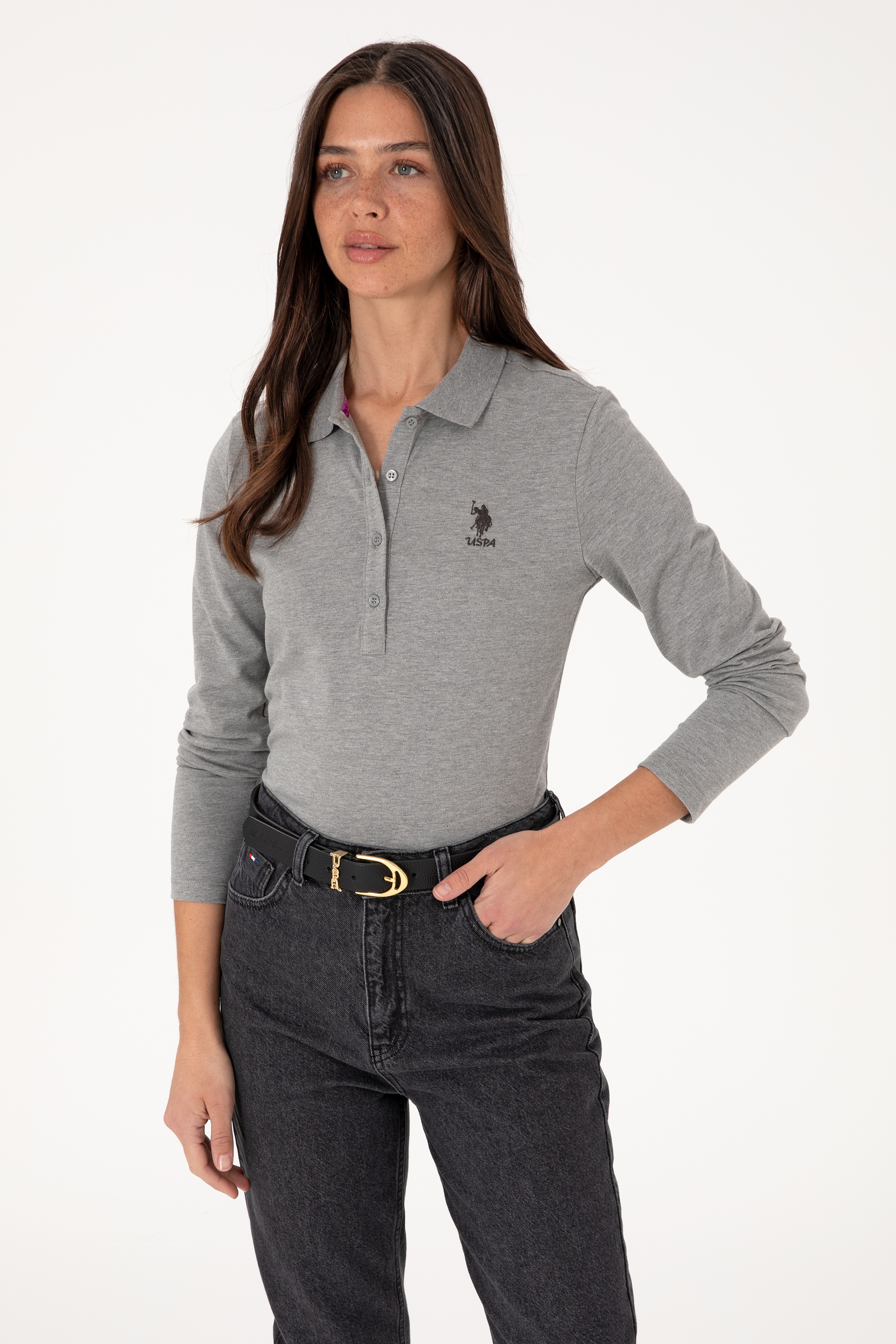 Kadın Gri Melanj Basic Sweatshirt - Image 3